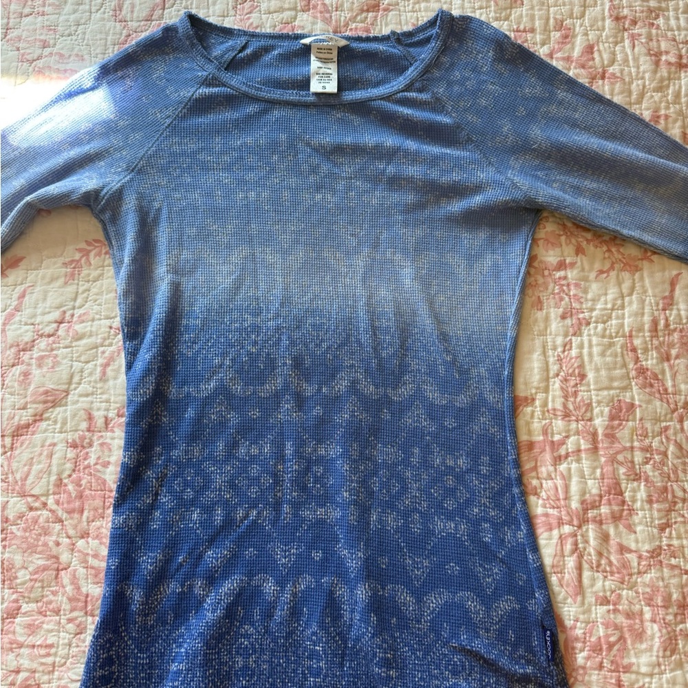 Jockey Blue Fitted Graphic 3/4 Sleeve Blouse